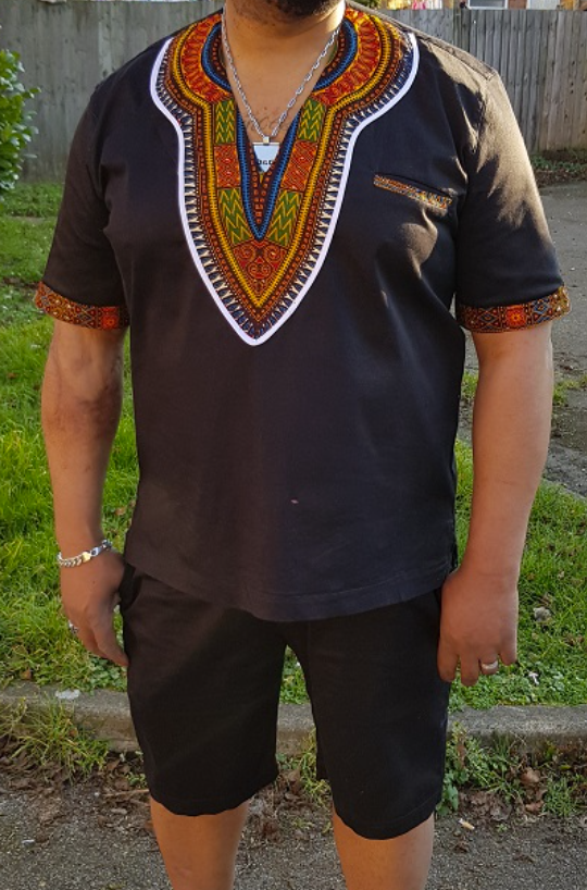 Black Dashiki T-shirt Plus Short