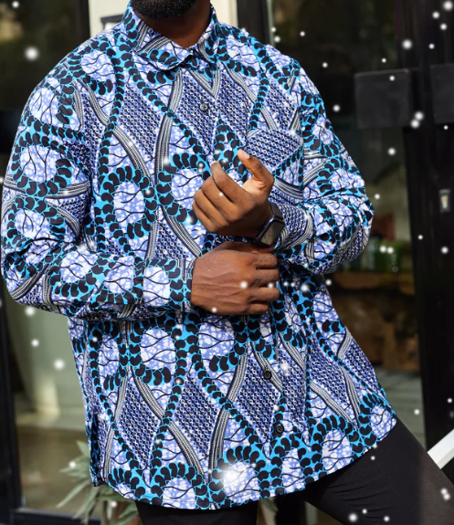 Crystal Gentleman (Blue African Print Shirt)