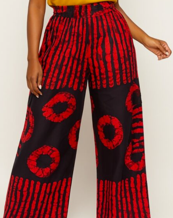 Red Kissed Pallazo (Ankara Pallazo Pants)